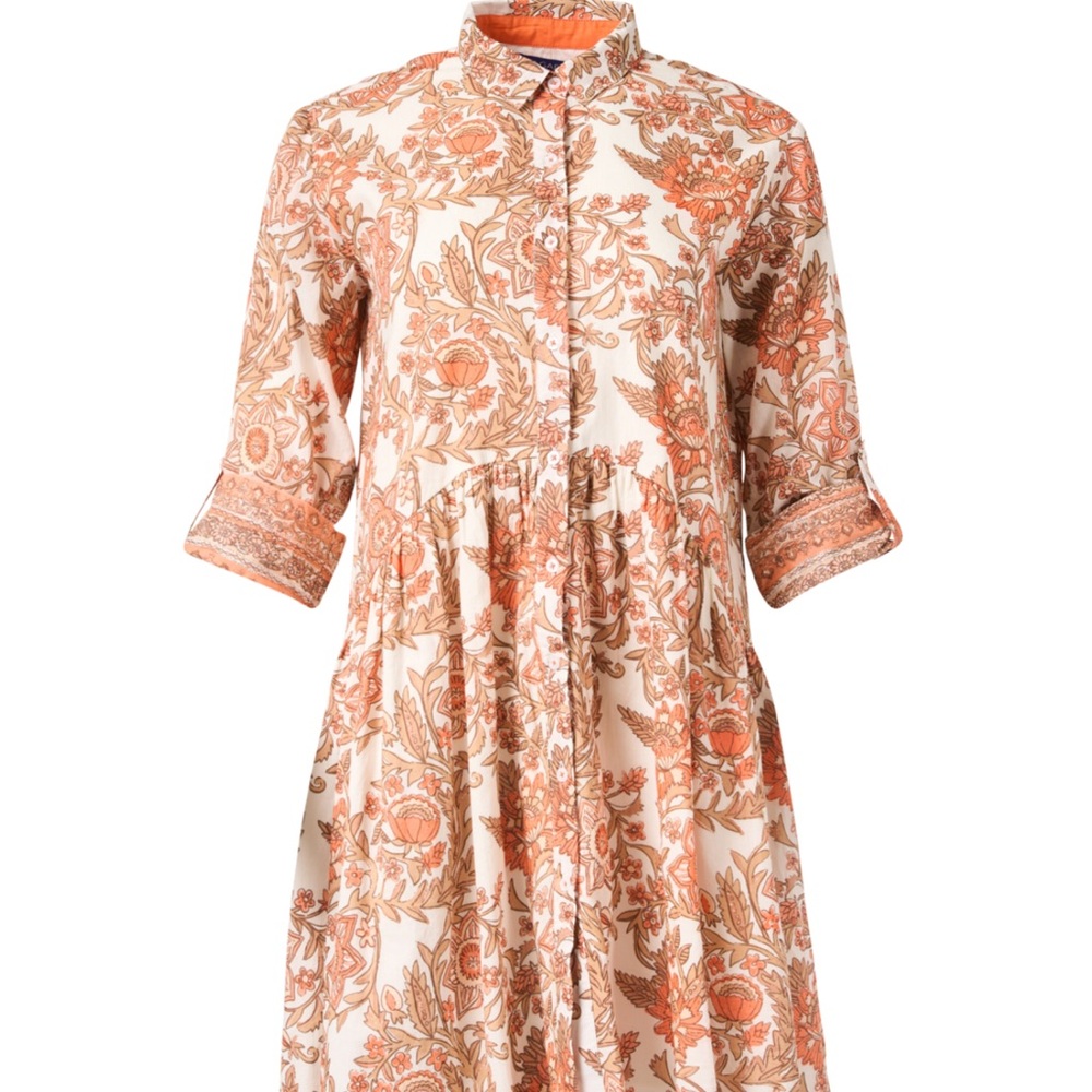Ro’s Garden 
Ro's Garden Deauville Orange Print Shirt Dress XL